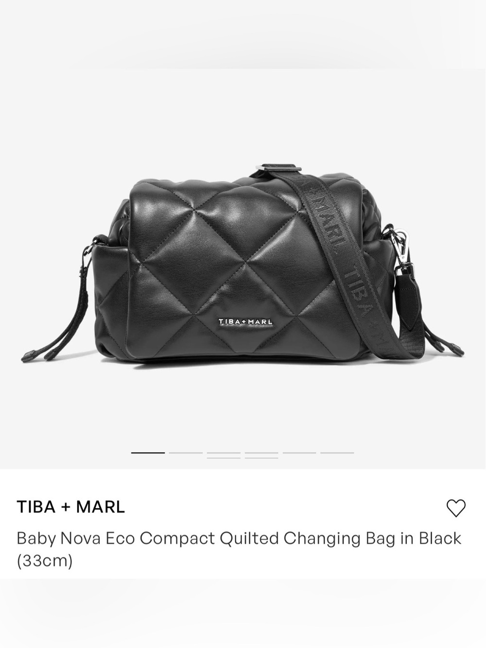Black Quilted Kids Changing Bag with Strap